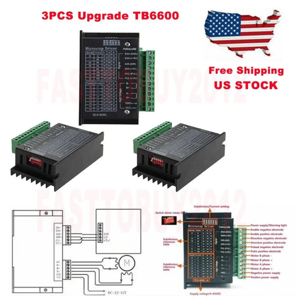 NEW 3pcs TB6600 Stepper Motor Driver Controller 32 Segments Micro-step